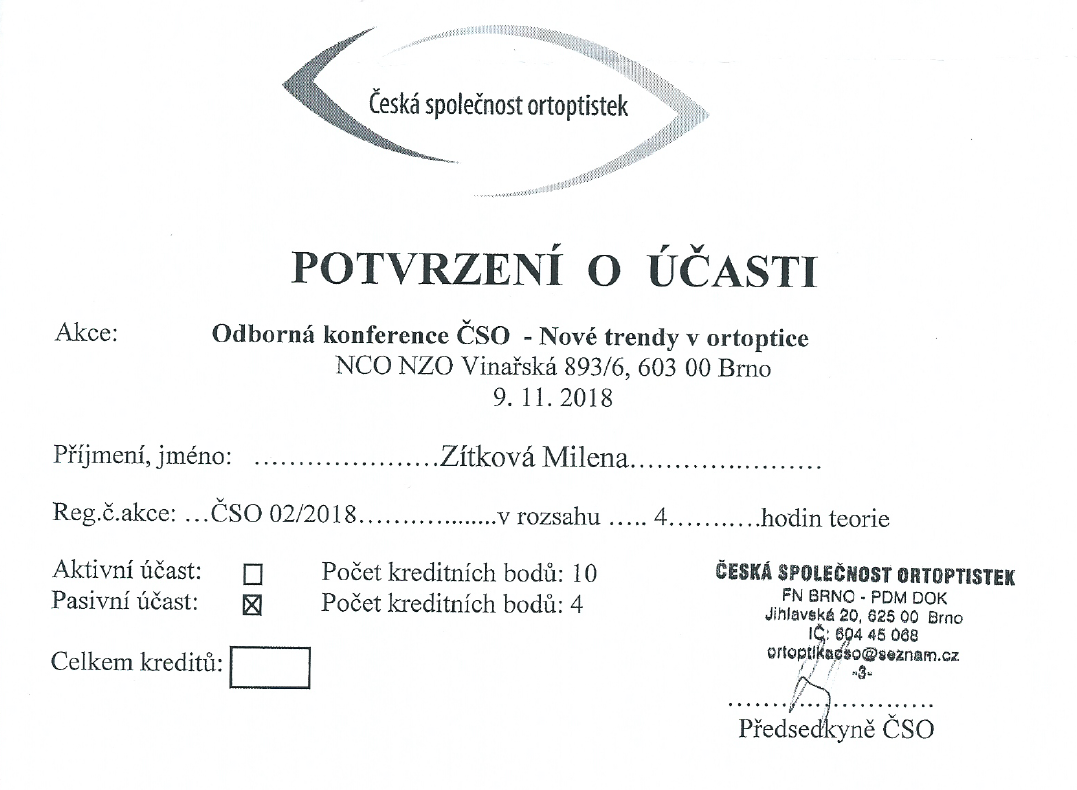 Certifikát účasti
